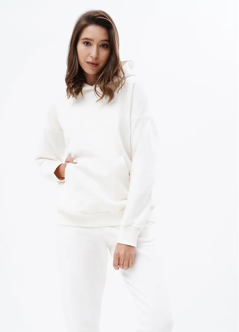 Базове худі з щільної бавовни SWEATSHIRT SPORT 4409/160 milk (білий)