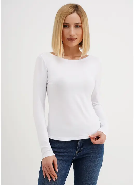 Лонгслів з відкритою спиною T-SHIRT LONG SLEEVE 4908/010 white (білий)