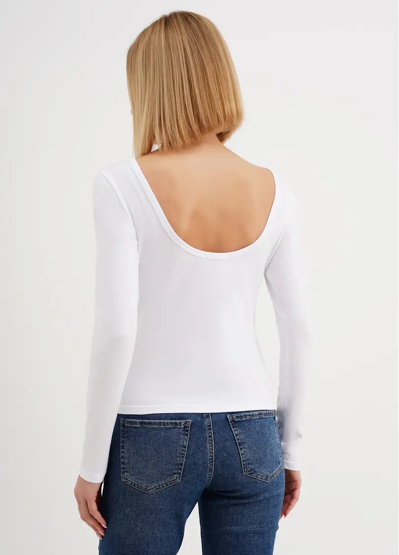 Лонгслів з відкритою спиною T-SHIRT LONG SLEEVE 4908/010 white (білий)