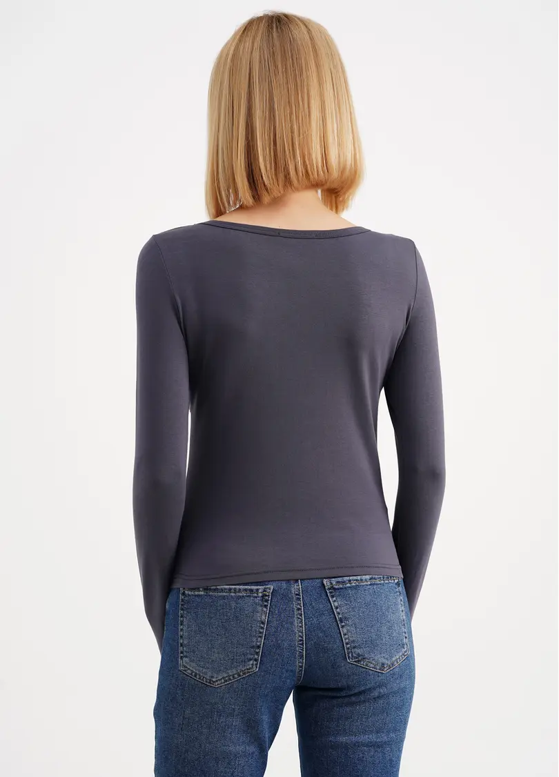 Лонгслів з імітацією корсету T-SHIRT LONG SLEEVE 4910/010 greystone (сірий)