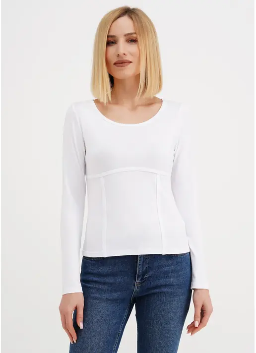Лонгслів з імітацією корсету T-SHIRT LONG SLEEVE 4910/010 white (білий)