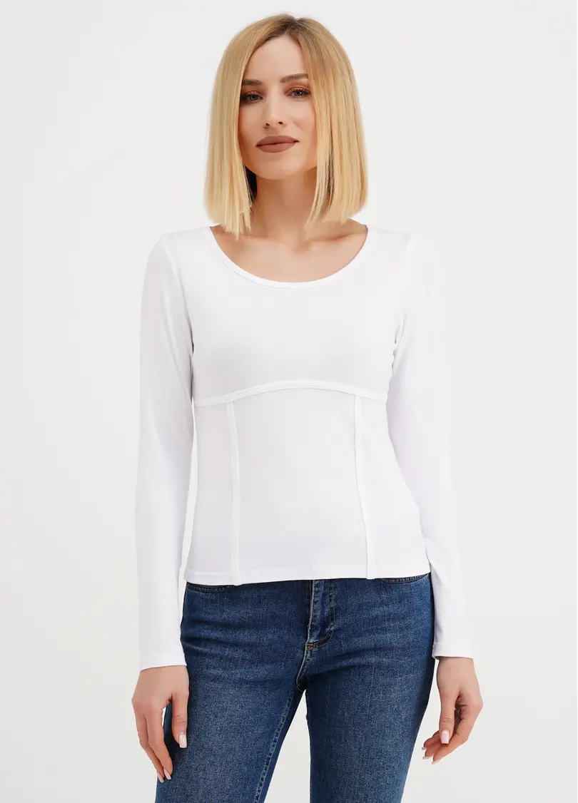 Лонгслів з імітацією корсету T-SHIRT LONG SLEEVE 4910/010 white (білий)