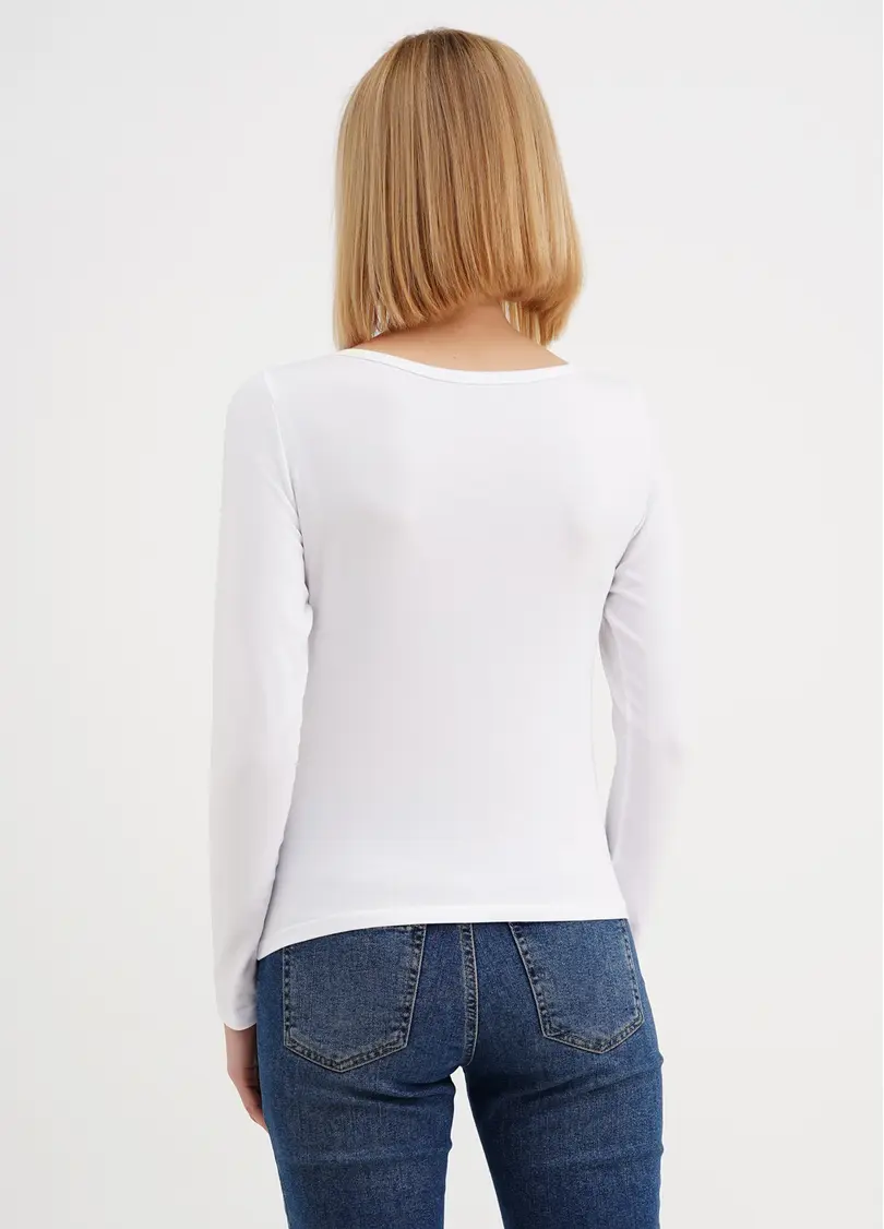 Лонгслів з імітацією корсету T-SHIRT LONG SLEEVE 4910/010 white (білий)