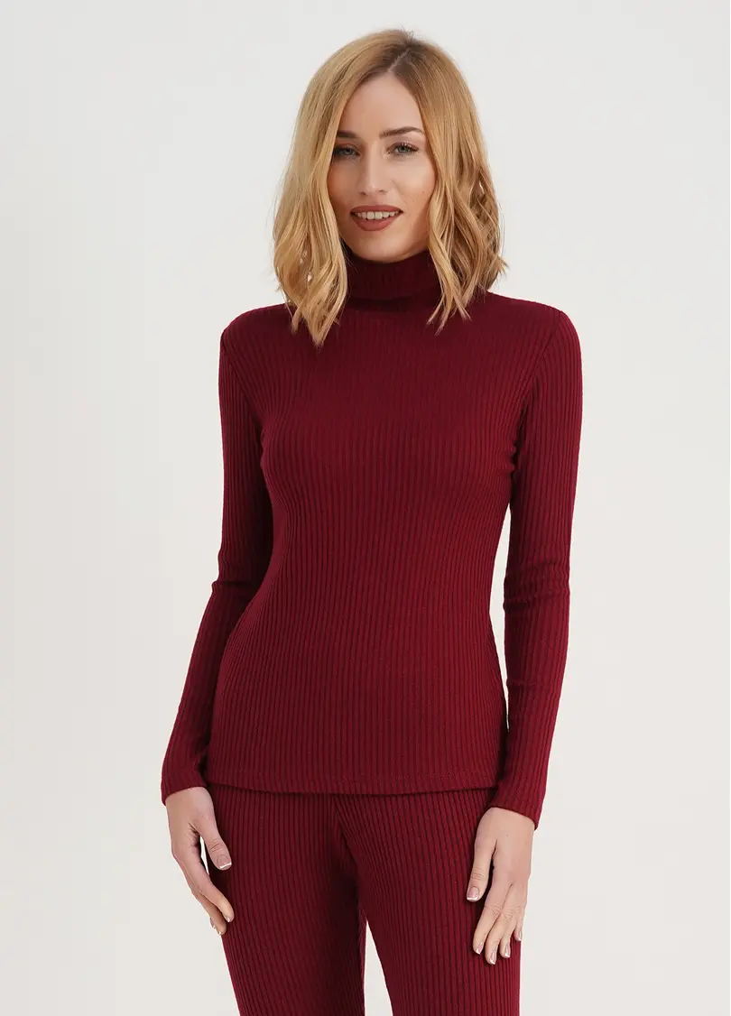 В'язана водолазка в рубчик WARMLY TOUCH 4904/150 bordo (бордовий)