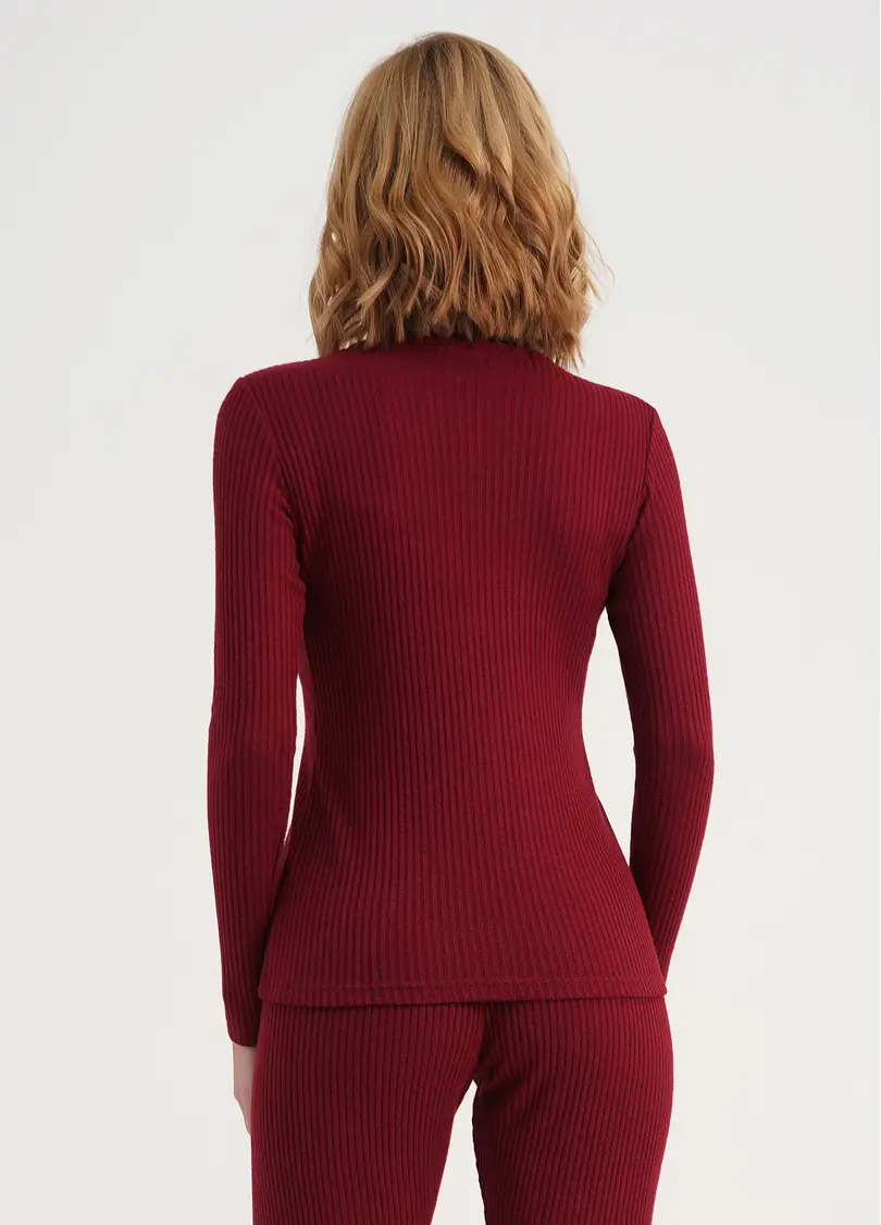 В'язана водолазка в рубчик WARMLY TOUCH 4904/150 bordo (бордовий)