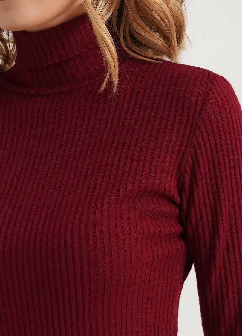 В'язана водолазка в рубчик WARMLY TOUCH 4904/150 bordo (бордовий)