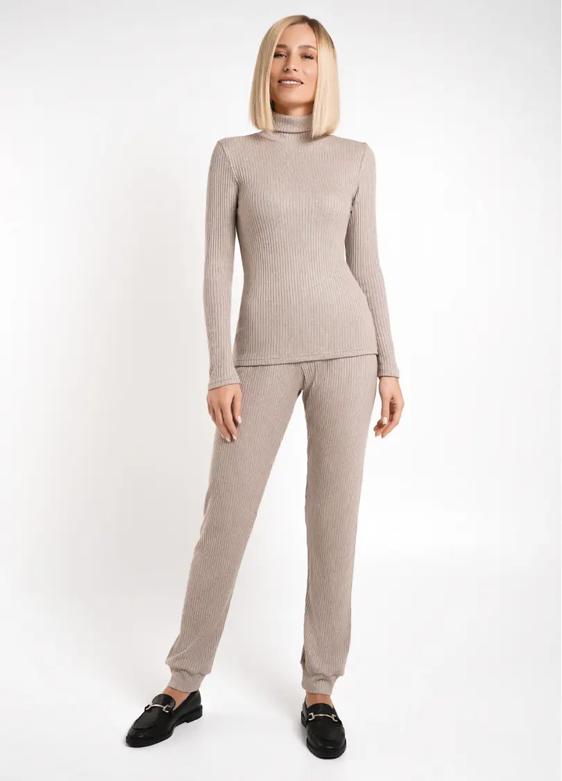 В'язана водолазка в рубчик WARMLY TOUCH 4904/150 dark beige (бежевий)