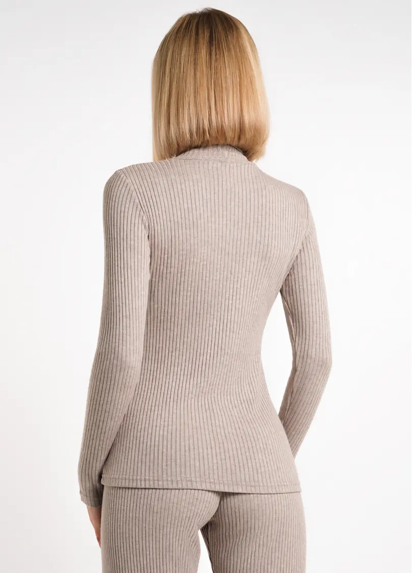 В'язана водолазка в рубчик WARMLY TOUCH 4904/150 dark beige (бежевий)