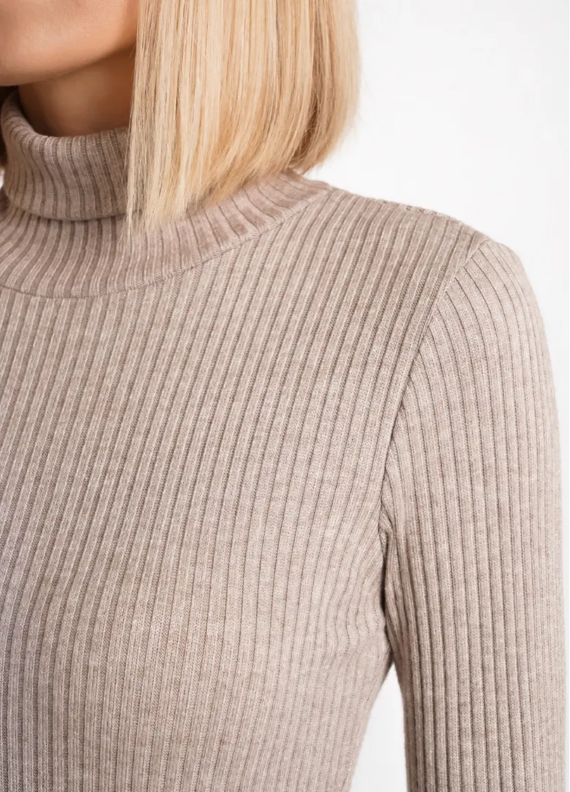 В'язана водолазка в рубчик WARMLY TOUCH 4904/150 dark beige (бежевий)