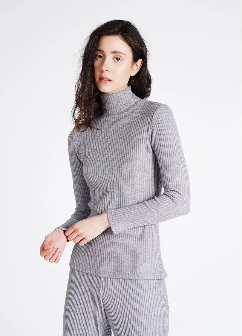 В'язана водолазка в рубчик WARMLY TOUCH 4904/150 grey (сірий)