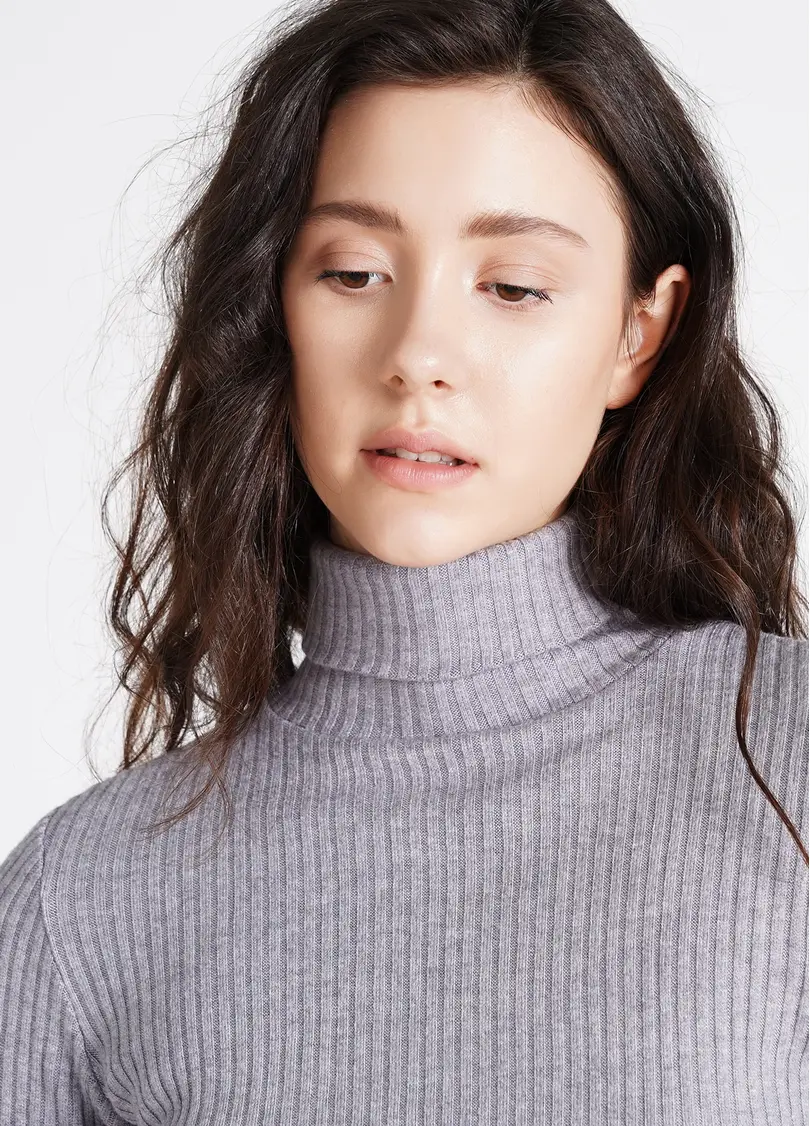В'язана водолазка в рубчик WARMLY TOUCH 4904/150 grey (сірий)
