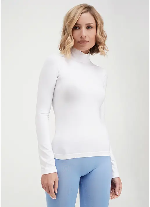 Безшовний лонгслів з низьким коміром LONG SLEEVE NECK bianco (білий) Безшовний лонгслів з низьким коміром LONG SLEEVE NECK bianco (білий)