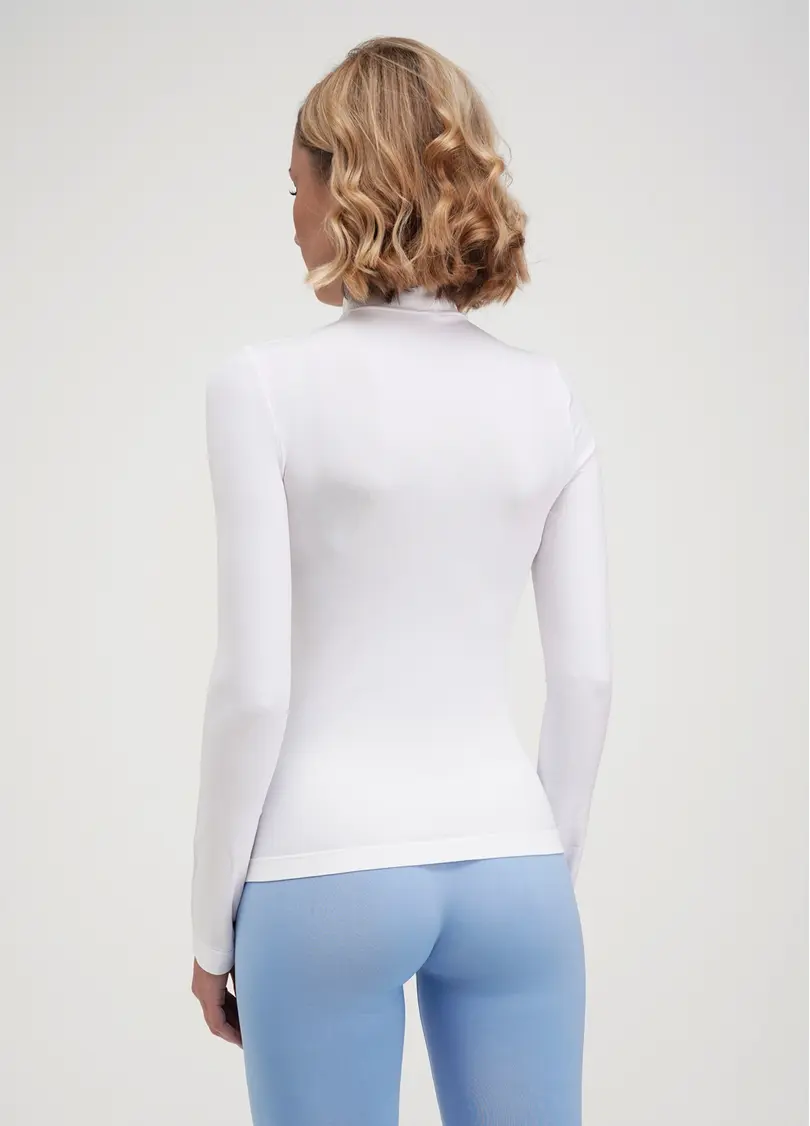 Безшовний лонгслів з низьким коміром LONG SLEEVE NECK bianco (білий)