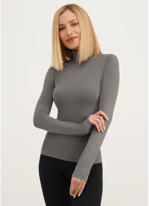 Безшовний лонгслів з низьким коміром LONG SLEEVE NECK poppy seed (сірий) Безшовний лонгслів з низьким коміром LONG SLEEVE NECK poppy seed (сірий)