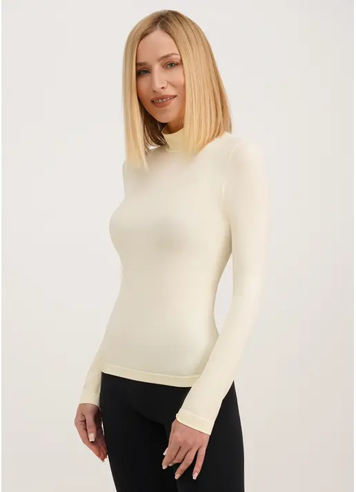 Безшовний лонгслів з низьким коміром LONG SLEEVE NECK vanilla (жовтий) Безшовний лонгслів з низьким коміром LONG SLEEVE NECK vanilla (жовтий)