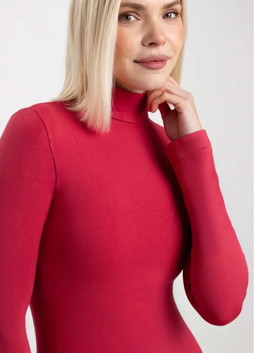Безшовний лонгслів з низьким коміром LONG SLEEVE NECK winterberry (червоний)