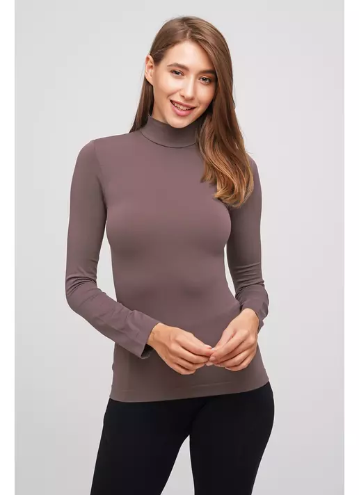 Водолазка з коміром безшовна LUPETTO MANICA LUNGA deep taupe (коричневий)