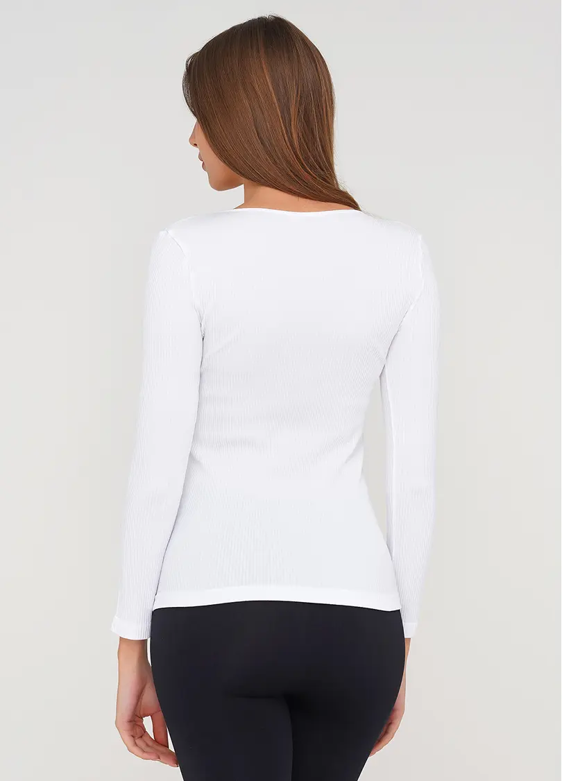 Жіночий джемпер в рубчик MAGLIA RIB SCOLLO V (білий)