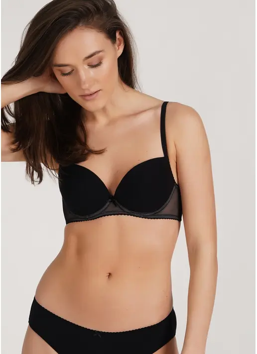 Бюстгальтер Push-up бавовняний з сітчатою вставкою Basic cotton 1106/62 black (чорний) Бюстгальтер Push-up бавовняний з сітчатою вставкою Basic cotton 1106/62 black (чорний)