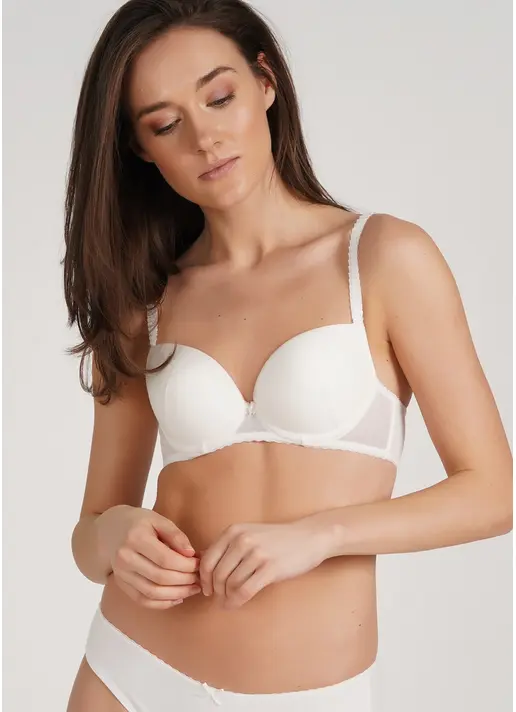 Бюстгальтер Push-up бавовняний з сітчатою вставкою Basic cotton 1106/62 ivory (білий) Бюстгальтер Push-up бавовняний з сітчатою вставкою Basic cotton 1106/62 ivory (білий)