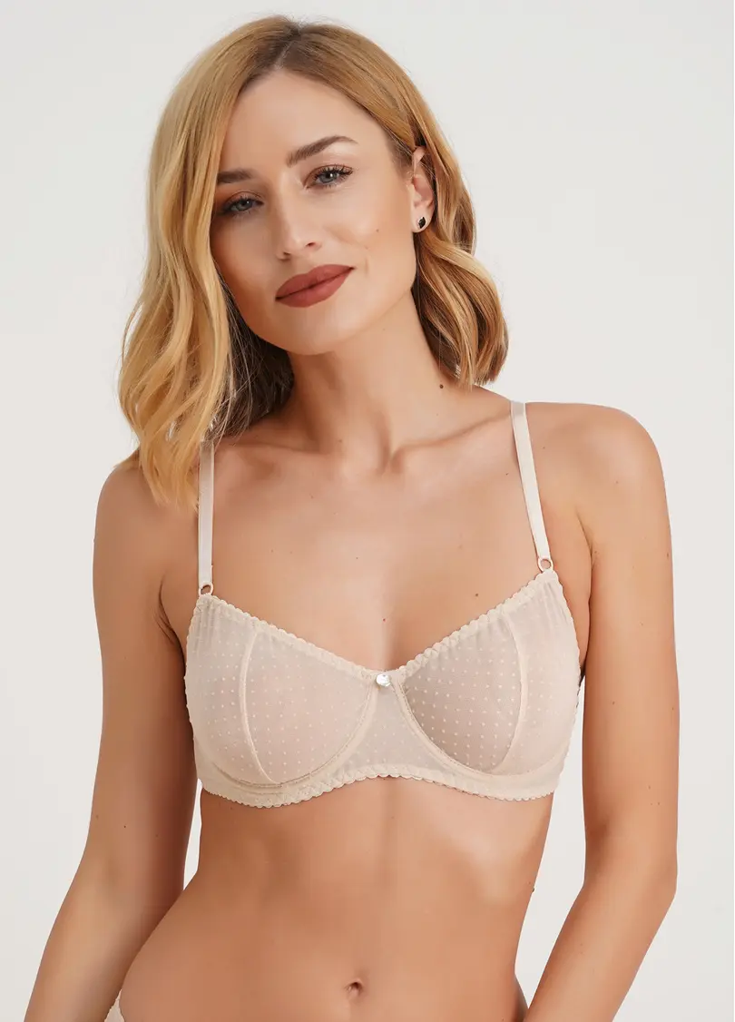 Класичний бюстгальтер з сітки в горох Cheril 1610/04 beige (бежевий)