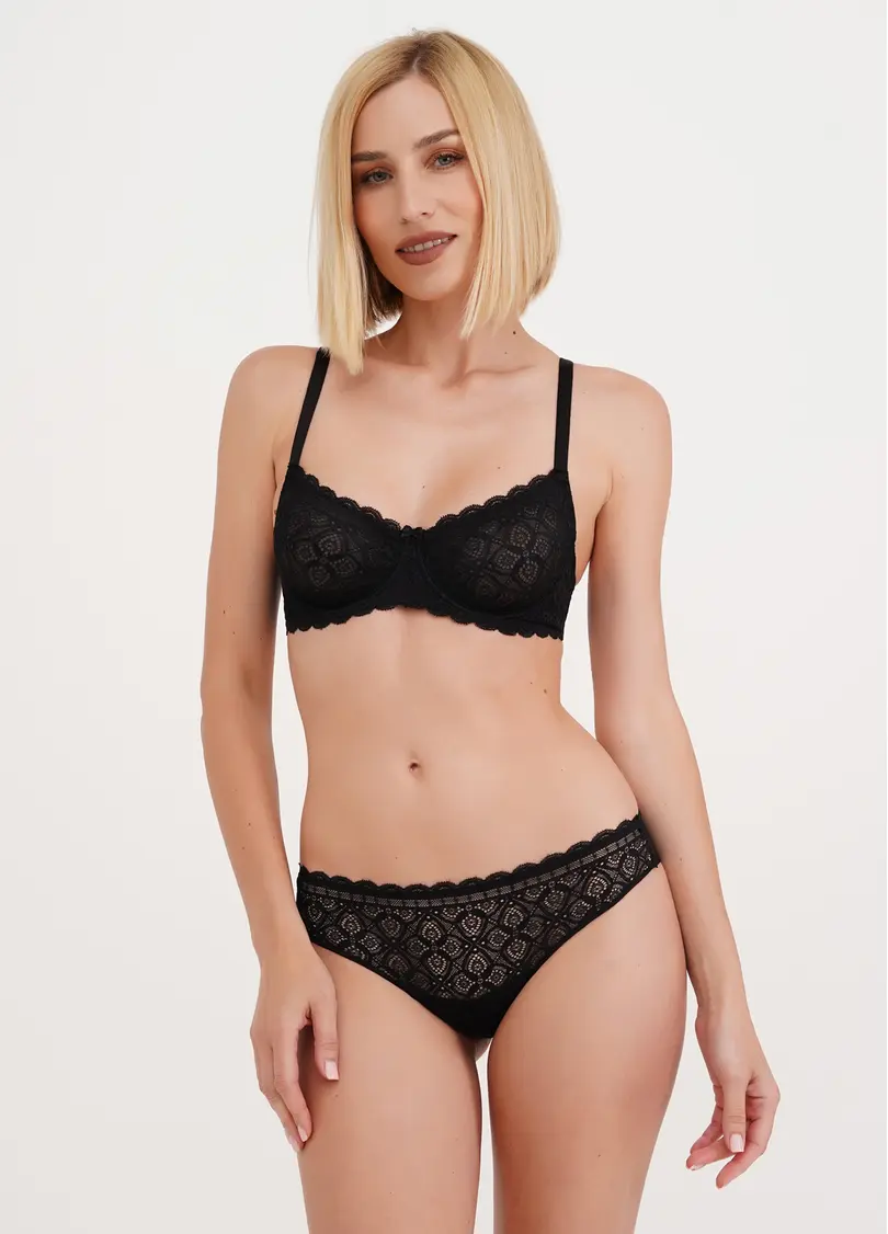 Бюстгальтер мереживний з кісточками Cloe 1614/31 black (чорний)