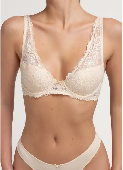 Бюстгальтер з мережива з вирізом халтер Diana 1232/01N beige (бежевий) Бюстгальтер з мережива з вирізом халтер Diana 1232/01N beige (бежевий)