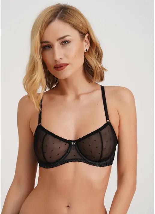 Бюстгальтер класичний з м'якою чашкою в горох Nicole 1610/04 black (чорний) Бюстгальтер класичний з м'якою чашкою в горох Nicole 1610/04 black (чорний)
