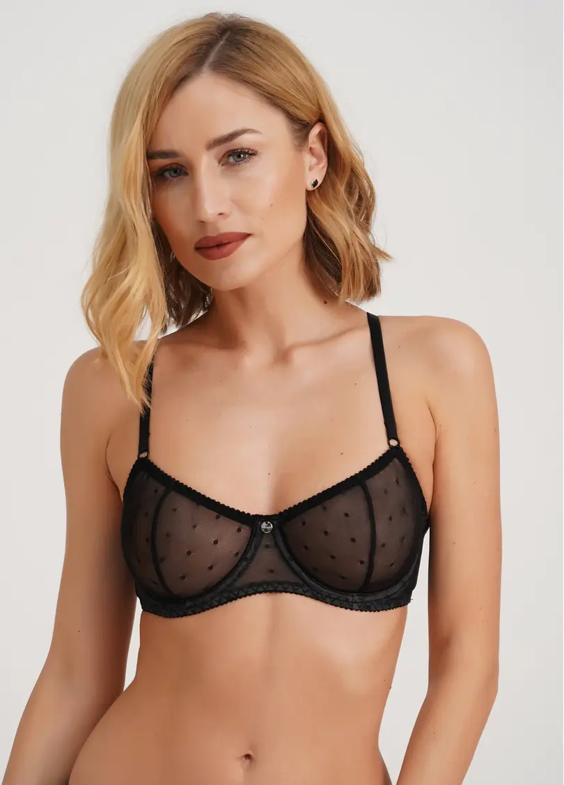 Бюстгальтер класичний з м'якою чашкою в горох Nicole 1610/04 black (чорний)