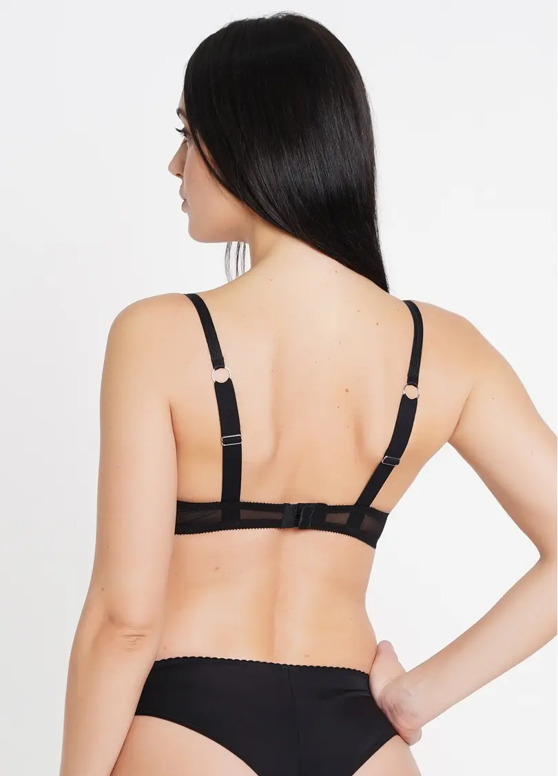 Бюстгальтер з прозорої сітки з елементами збруї Sweet plum 1610/42 black (чорний)