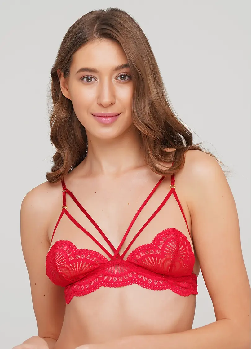 Бюстгальтер бралет з трикутною чашкою Xmas lace 1607/71 (червоний)