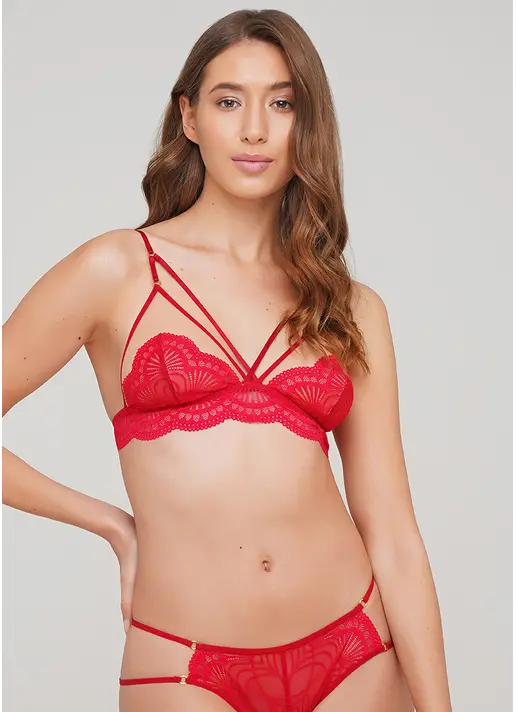 Бюстгальтер бралет з трикутною чашкою Xmas lace 1607/71 (червоний) Бюстгальтер бралет з трикутною чашкою Xmas lace 1607/71 (червоний)