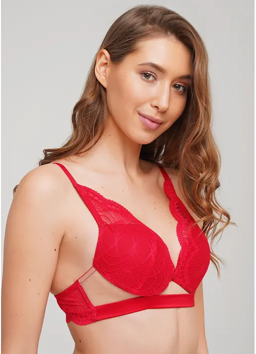 Бюстгальтер з формованою чашкою та push-up Xmas lace 1712/32 (червоний)