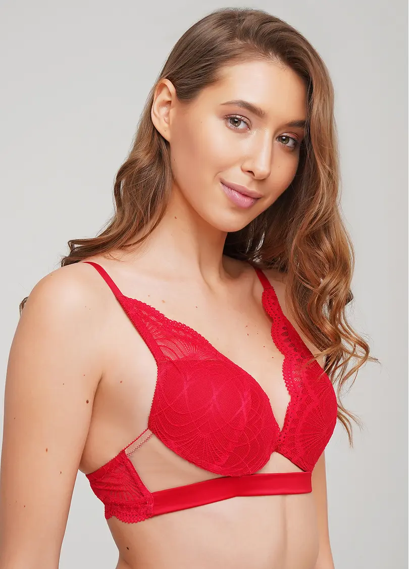 Бюстгальтер з формованою чашкою та push-up Xmas lace 1712/32 (червоний)