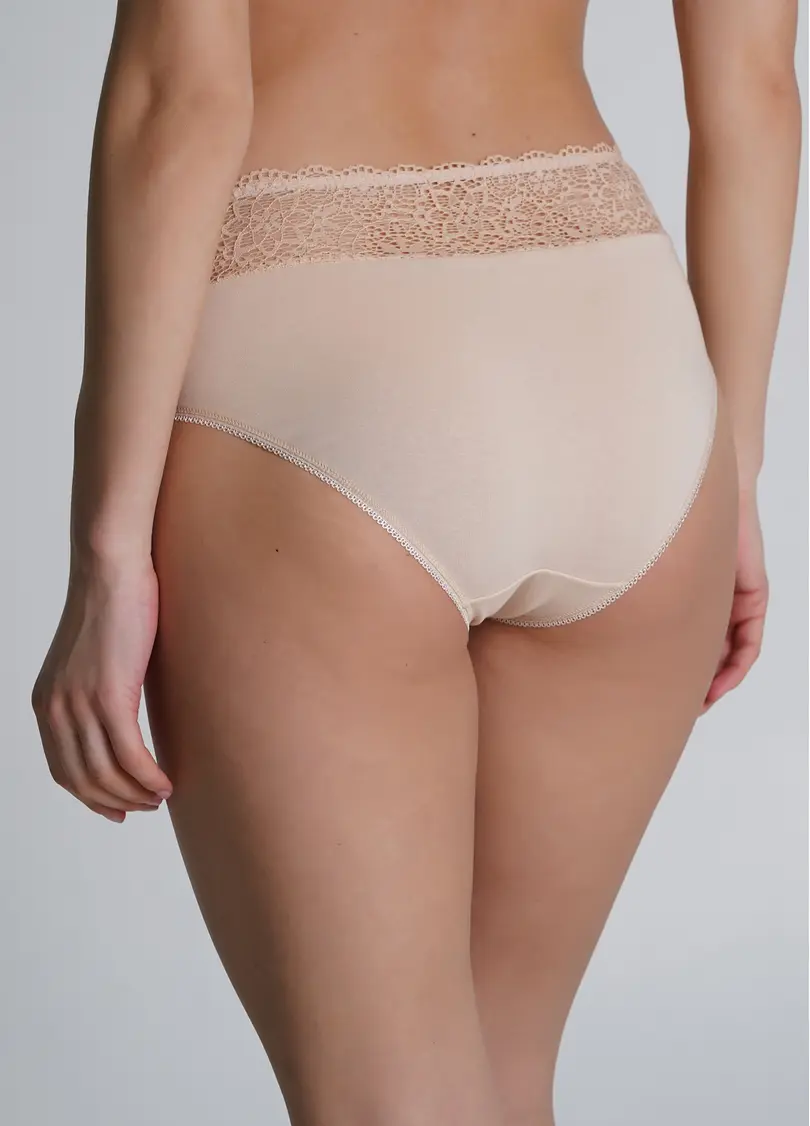 Бавовняні трусики-сліпи з мереживом Alice 2504/61 beige (бежевий)