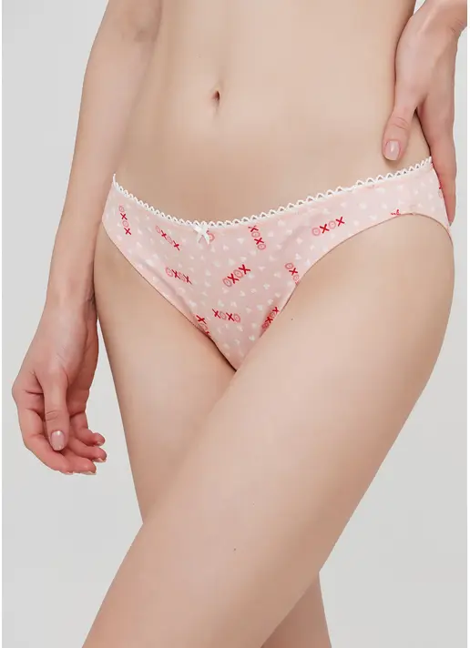 Труси бразиліана з бавовни з малюнком сердечок Amour 2206/60 peach hearts