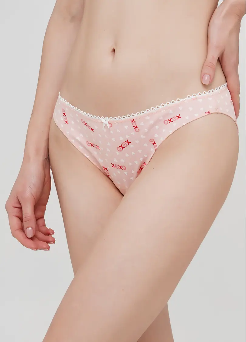 Труси бразиліана з бавовни з малюнком сердечок Amour 2206/60 peach hearts
