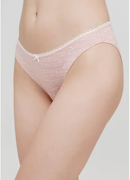 Труси бразиліана з бавовни з сердечками Amour 2206/60 pink hearts (рожевий)
