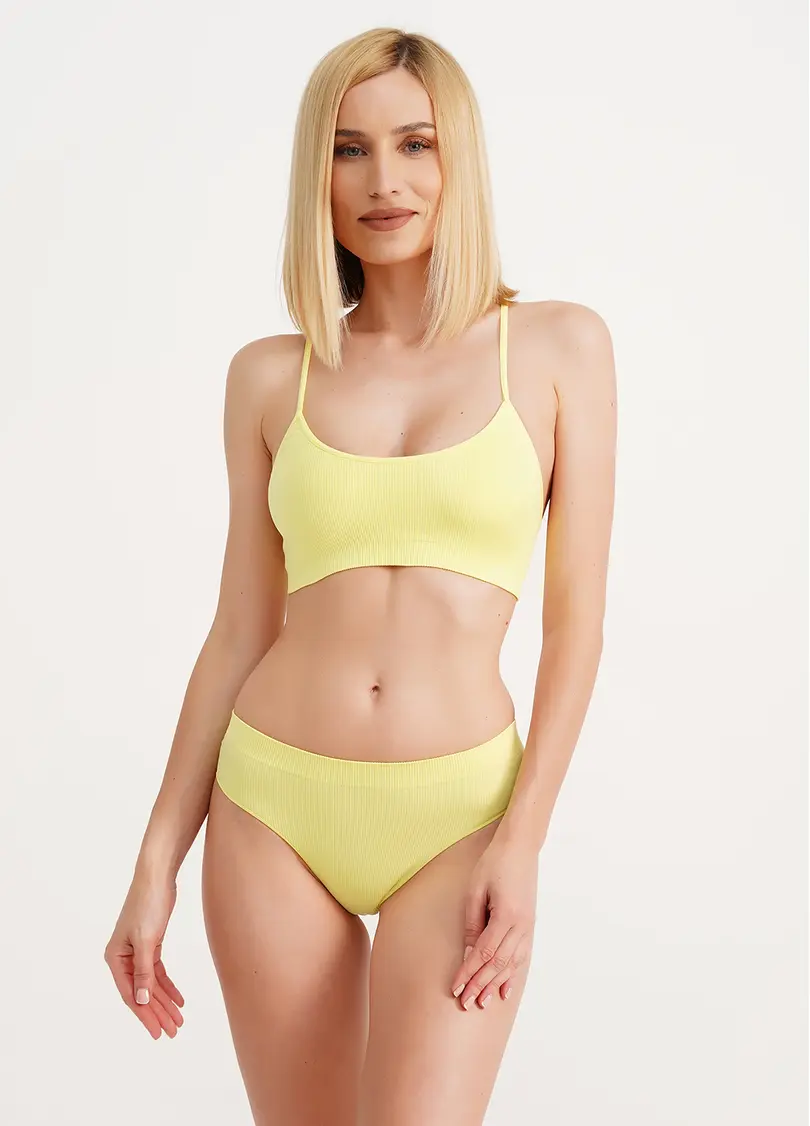 Трусики бразиліана в рубчик BRASILIAN BRIEFS RIB charlock (жовтий)