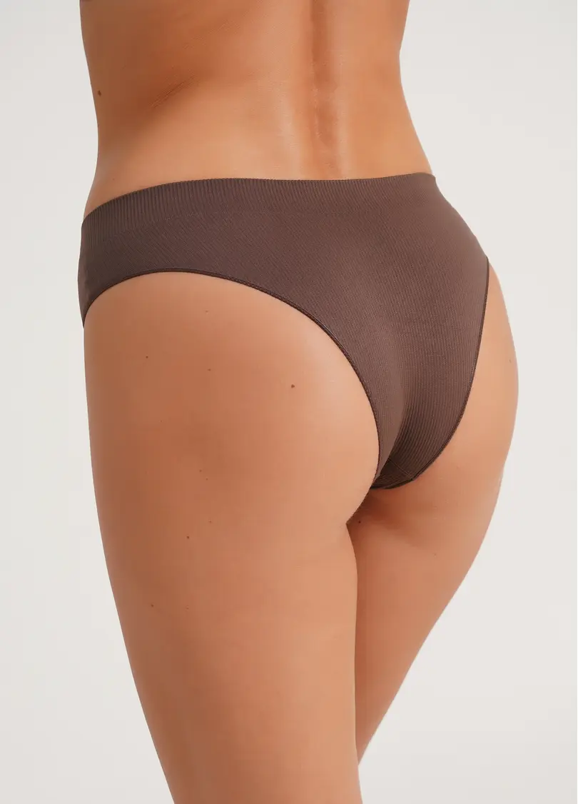 Трусики бразиліана в рубчик BRASILIAN BRIEFS RIB deep taupe (коричневий)