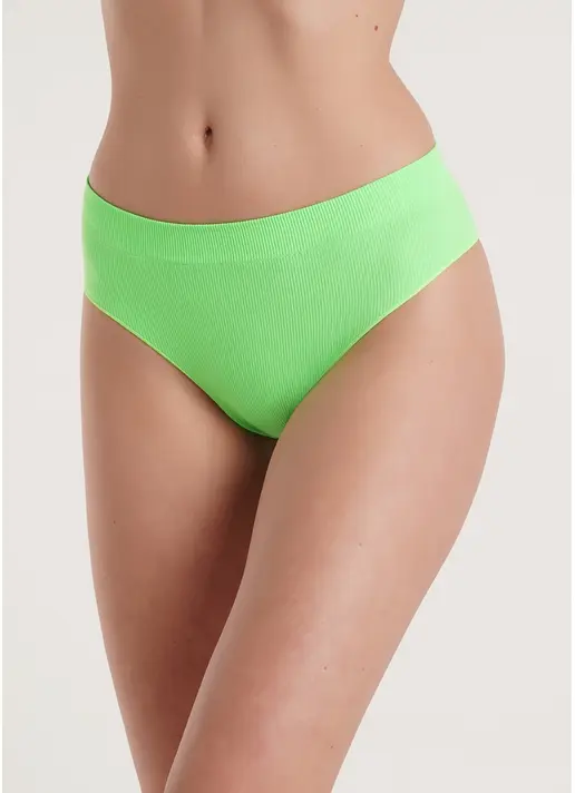 Трусики бразиліана в рубчик BRASILIAN BRIEFS RIB green neon (неоновий зелений)