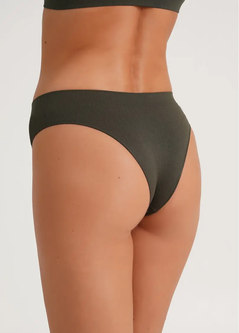 Трусики бразиліана в рубчик BRASILIAN BRIEFS RIB khaki (хакі)