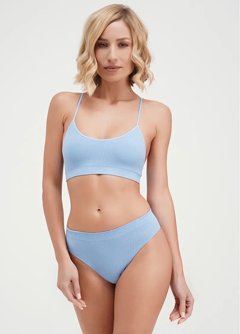 Трусики бразиліана в рубчик BRASILIAN BRIEFS RIB lacecap hydrangea (блакитний)