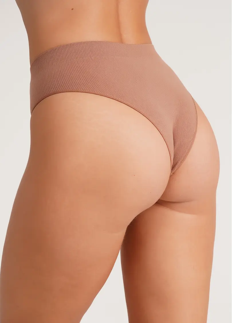 Трусики бразиліана в рубчик BRASILIAN BRIEFS RIB mokko (коричневий)