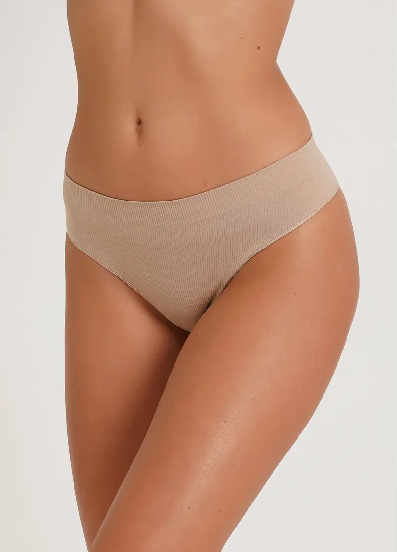 Трусики бразиліана в рубчик BRASILIAN BRIEFS RIB naturale (бежевий)