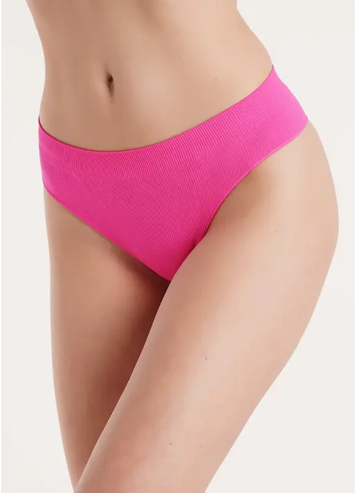 Трусики бразиліана в рубчик BRASILIAN BRIEFS RIB pink neon (неоновий рожевий)