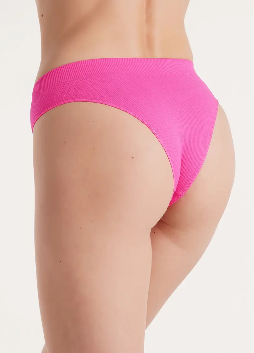 Трусики бразиліана в рубчик BRASILIAN BRIEFS RIB pink neon (неоновий рожевий)