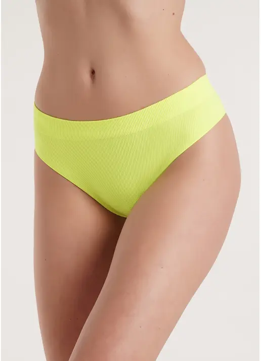 Трусики бразилиана в рубчик BRASILIAN BRIEFS RIB yellow neon (неоновый желтый)