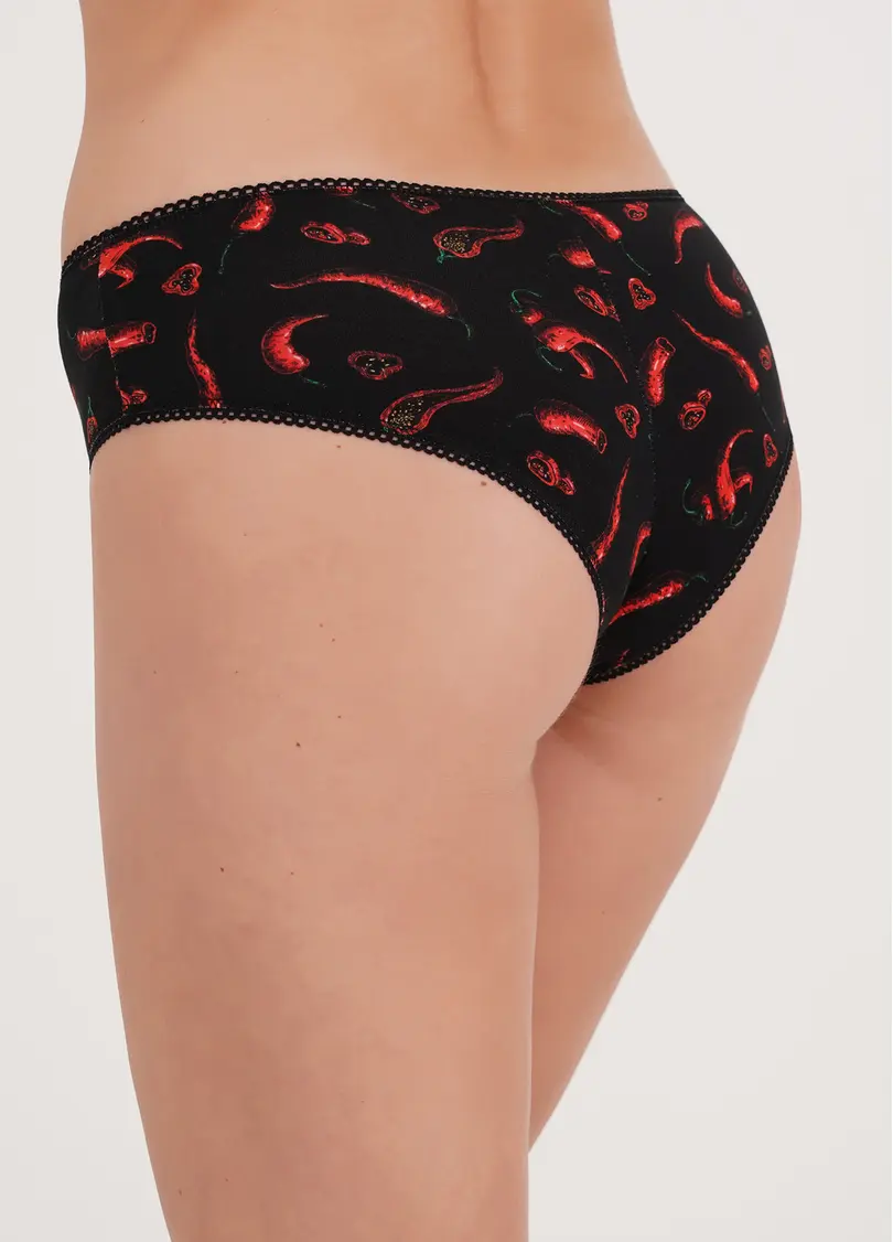 Трусики бразиліана з принтом перців BUNTARKA PRINT 2232/60 black/peppers (чорний)