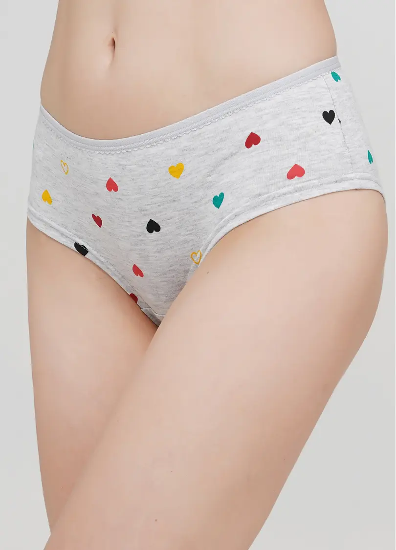 Бавовняні трусики кюлоти в сердечки Base 2602/60 melange hearts (меланж)